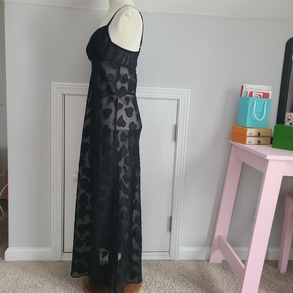 90s Vtg Victoria’s Secret Maxi Gown Size S Slip Dress Miracle Bra Heart Jacquard - Picture 7 of 16